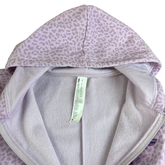 Fabletics Forever Fleece Hooded One Medium Piece Pink Lavender Cozycore Leopard - Picture 5 of 11